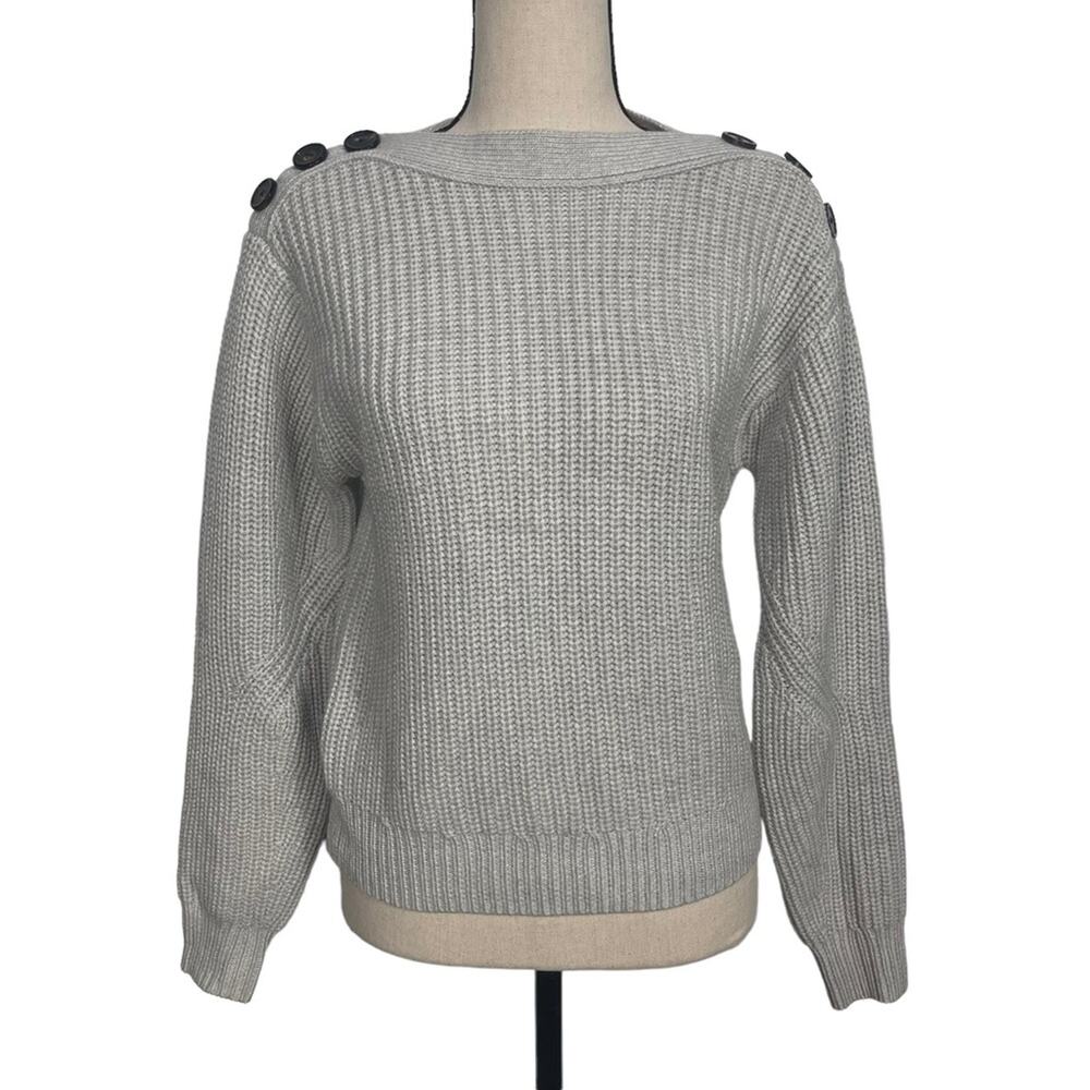 Aritzia Wilfred Calmont Sweater Ribbed Knit 100% Merino Wool Grey Size XXS